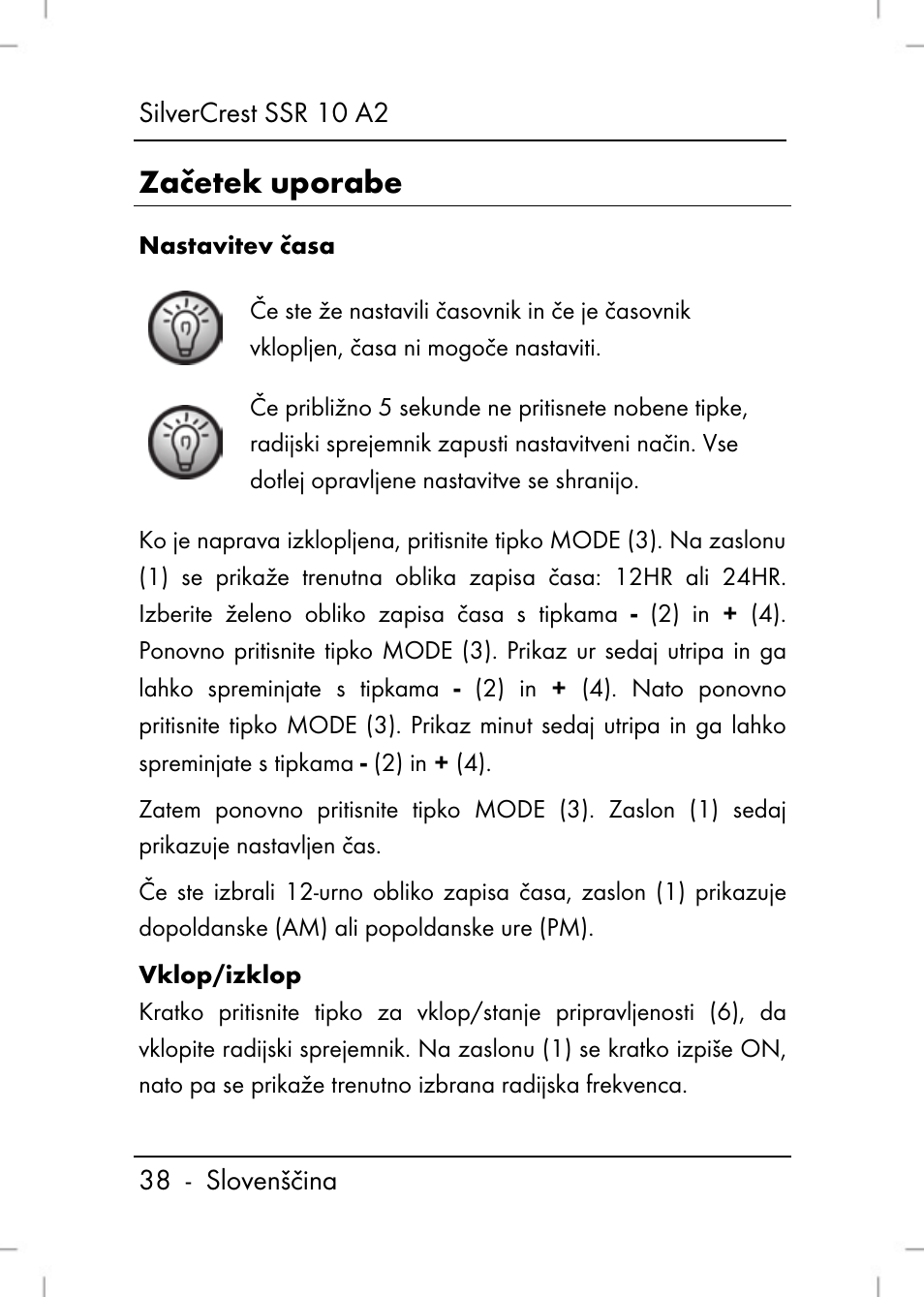 Začetek uporabe | Silvercrest SSR 10 A2 User Manual | Page 40 / 52