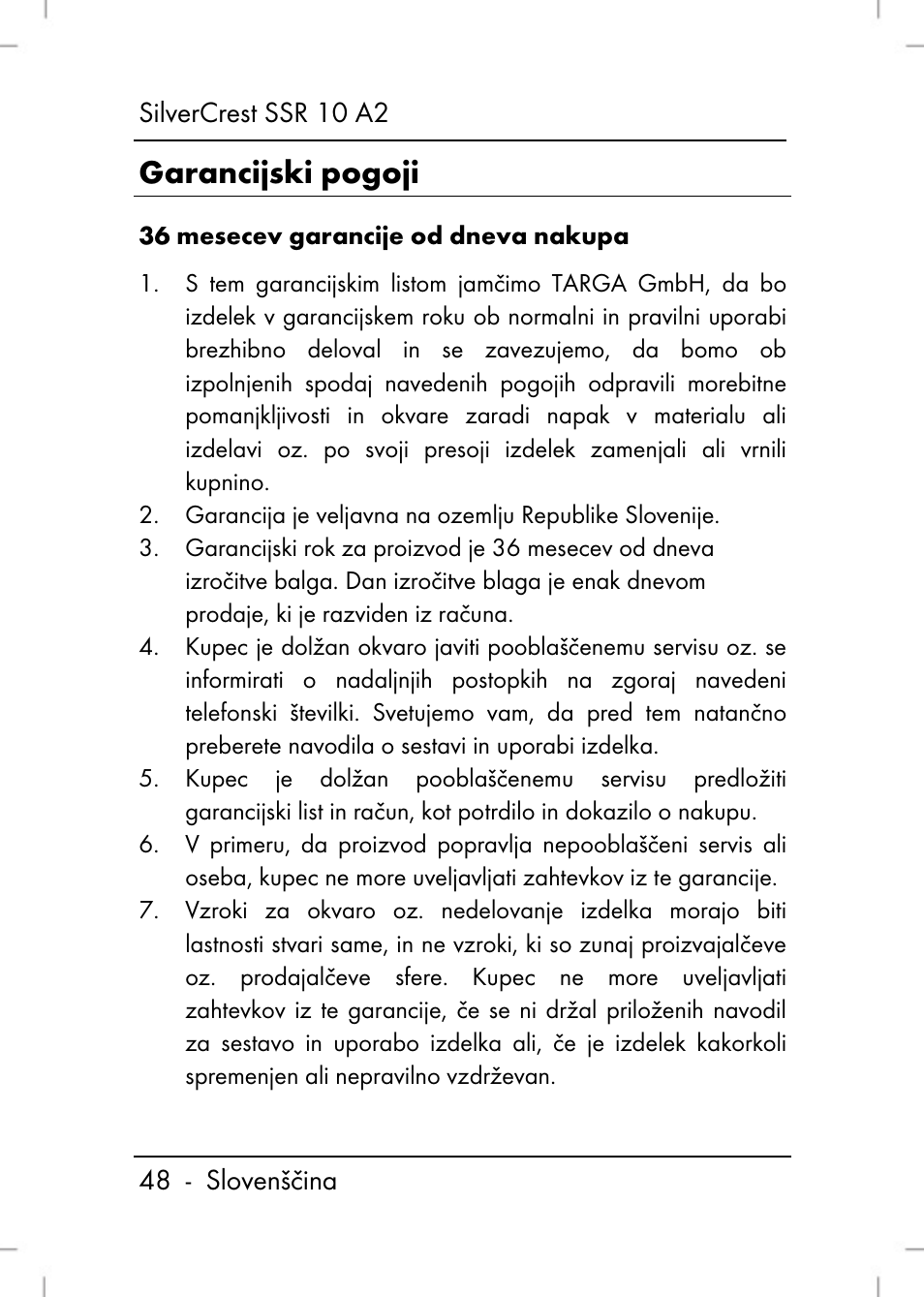Garancijski pogoji | Silvercrest SSR 10 A2 User Manual | Page 50 / 52