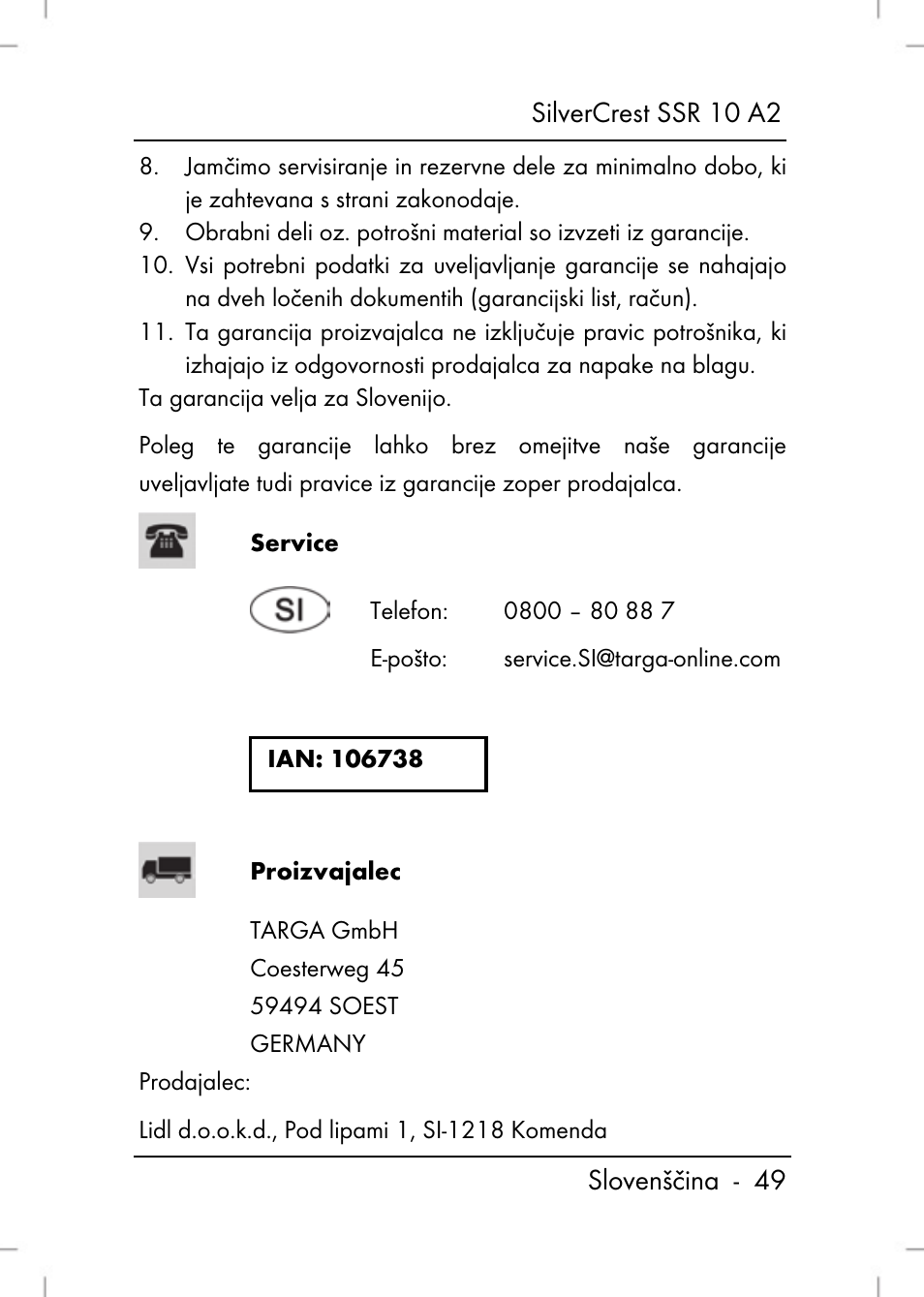 Silvercrest SSR 10 A2 User Manual | Page 51 / 52