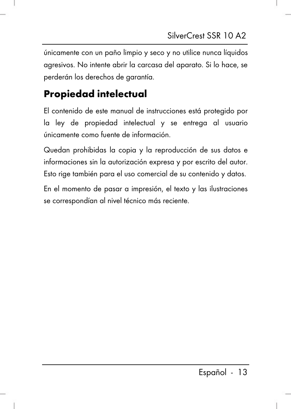 Propiedad intelectual | Silvercrest SSR 10 A2 User Manual | Page 15 / 80