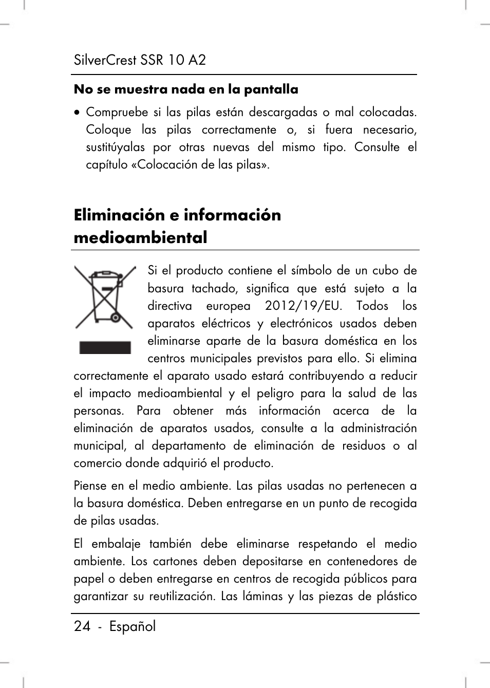 Eliminación e información medioambiental | Silvercrest SSR 10 A2 User Manual | Page 26 / 80