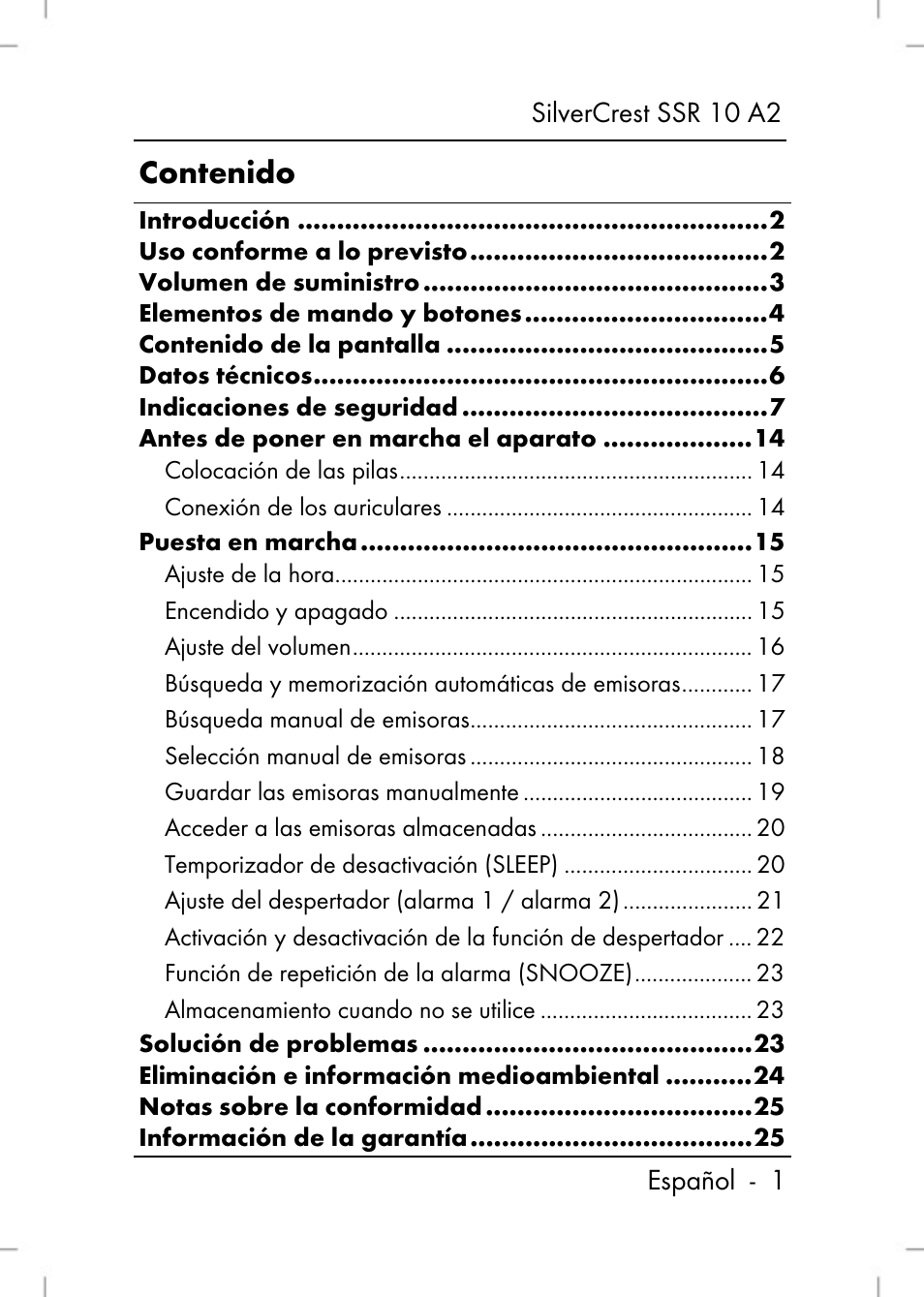 Silvercrest SSR 10 A2 User Manual | Page 3 / 80