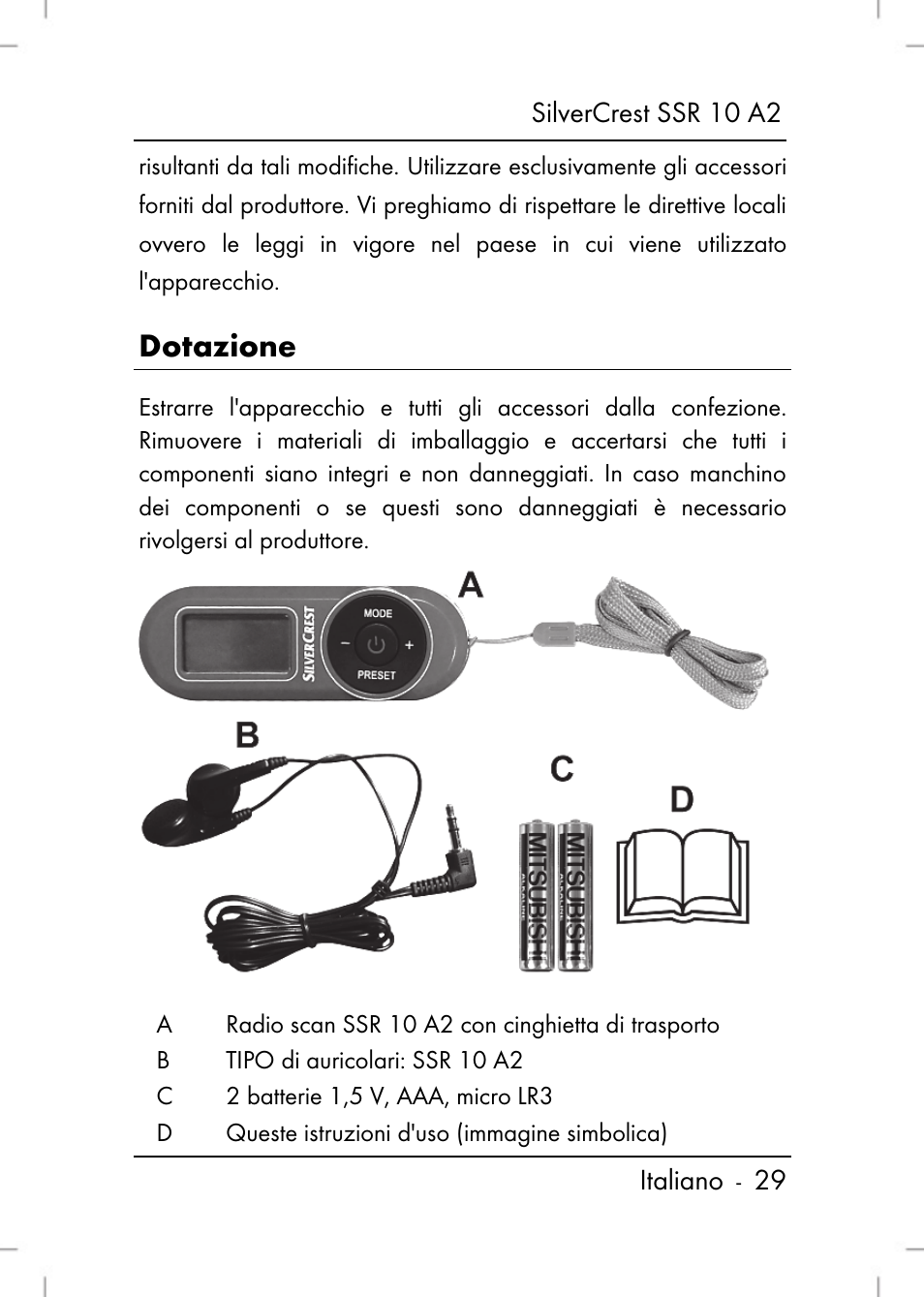 Dotazione | Silvercrest SSR 10 A2 User Manual | Page 31 / 80
