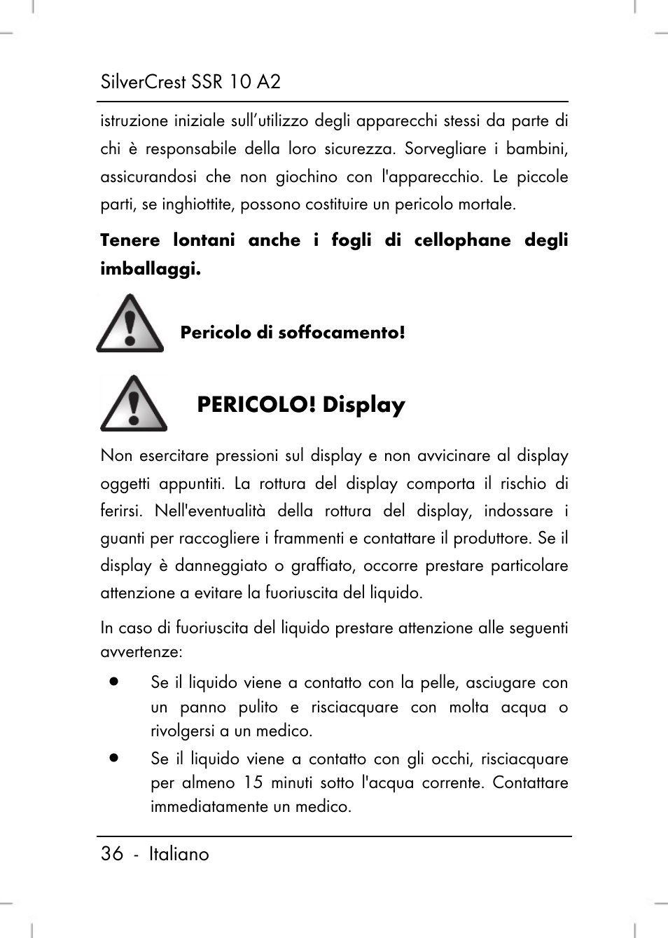Pericolo, Display | Silvercrest SSR 10 A2 User Manual | Page 38 / 80