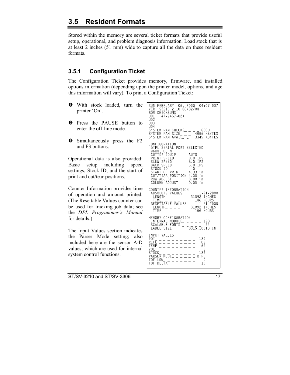 5 resident formats | Datamax S-Class SV-3210 User Manual | Page 27 / 84