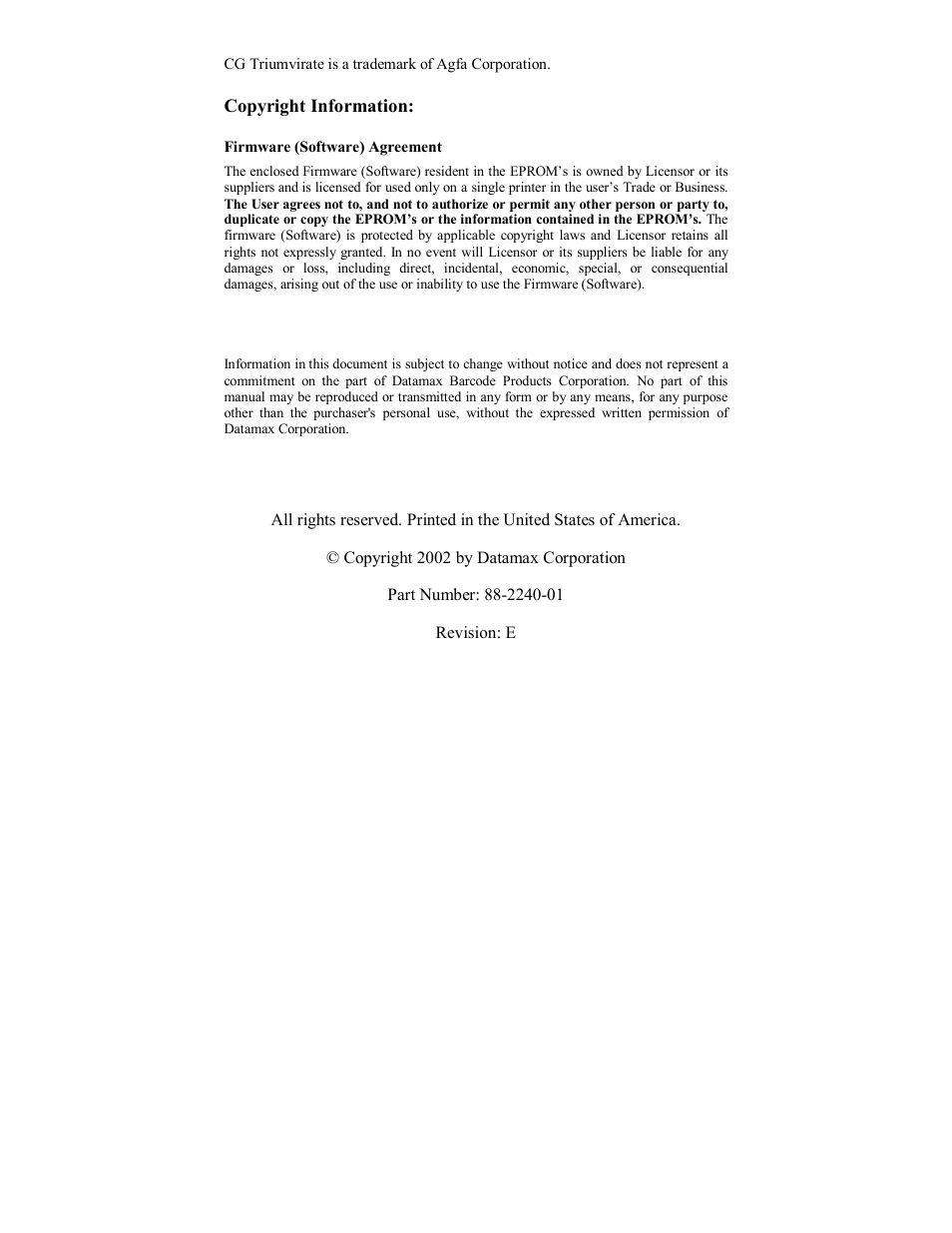 Datamax S-Class SV-3210 User Manual | Page 3 / 84