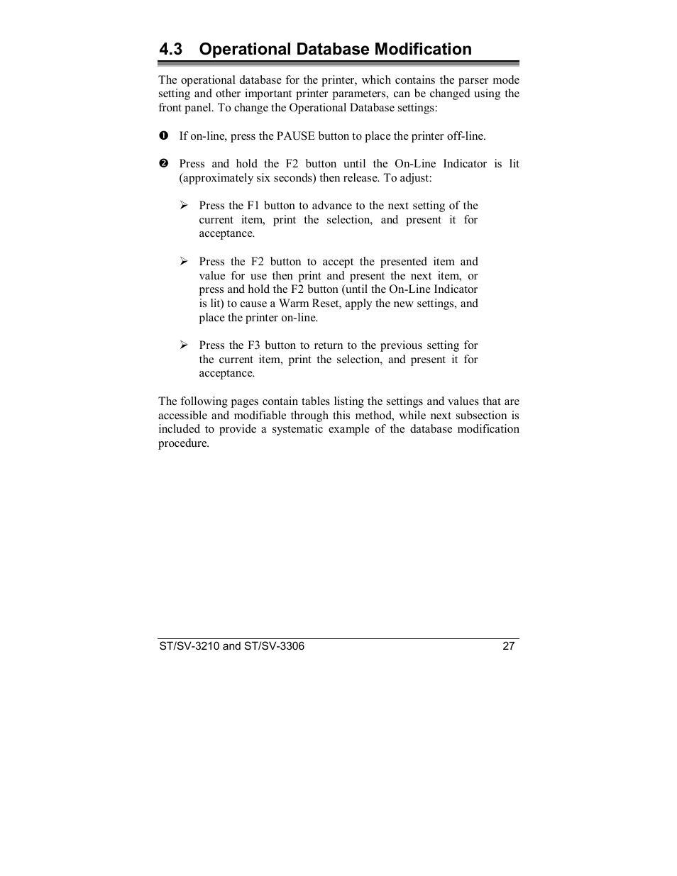 3 operational database modification | Datamax S-Class SV-3210 User Manual | Page 37 / 84