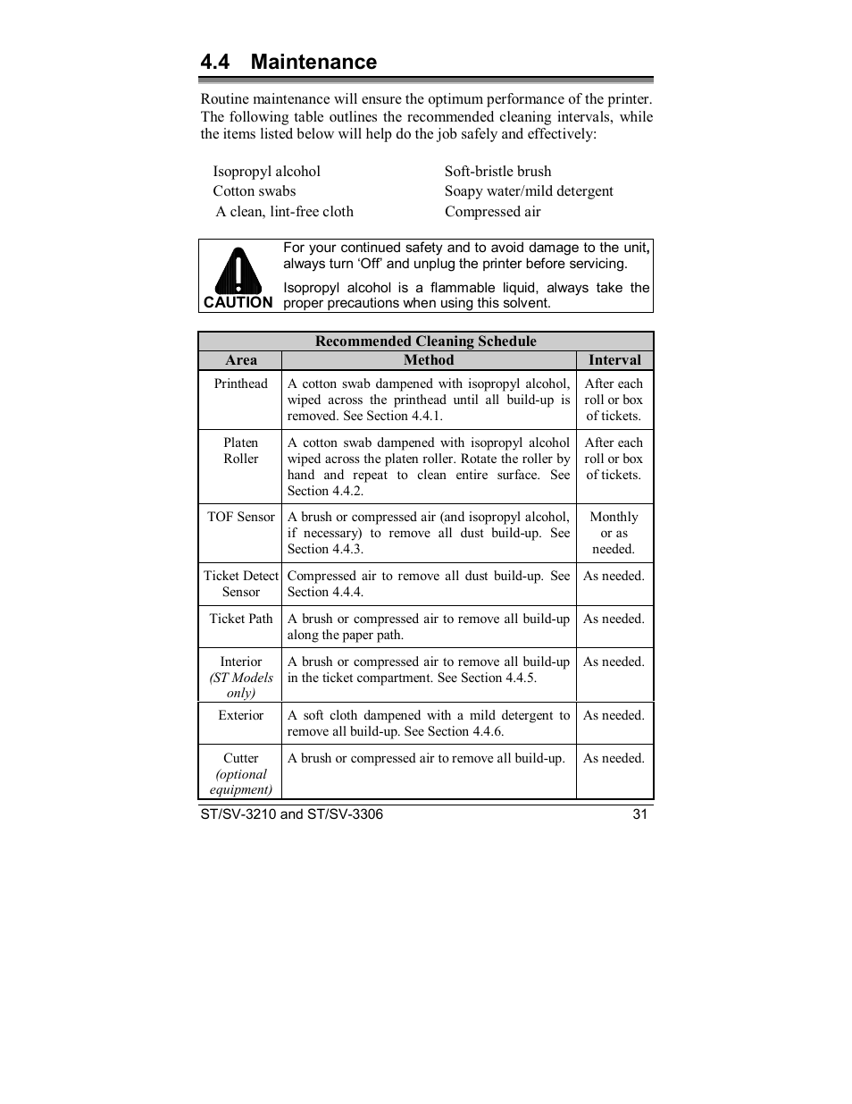 4 maintenance | Datamax S-Class SV-3210 User Manual | Page 41 / 84