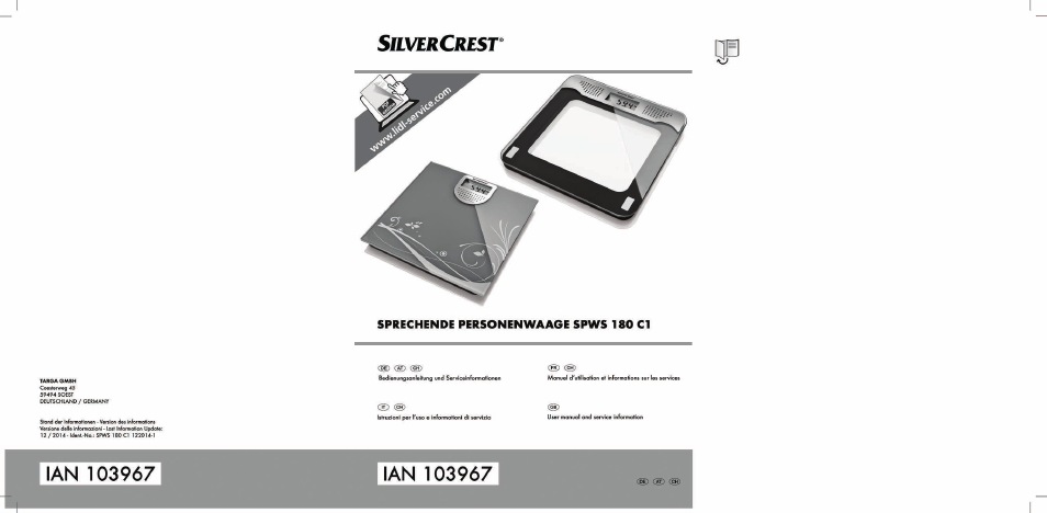 Silvercrest SPWS 180 C1 User Manual | 44 pages