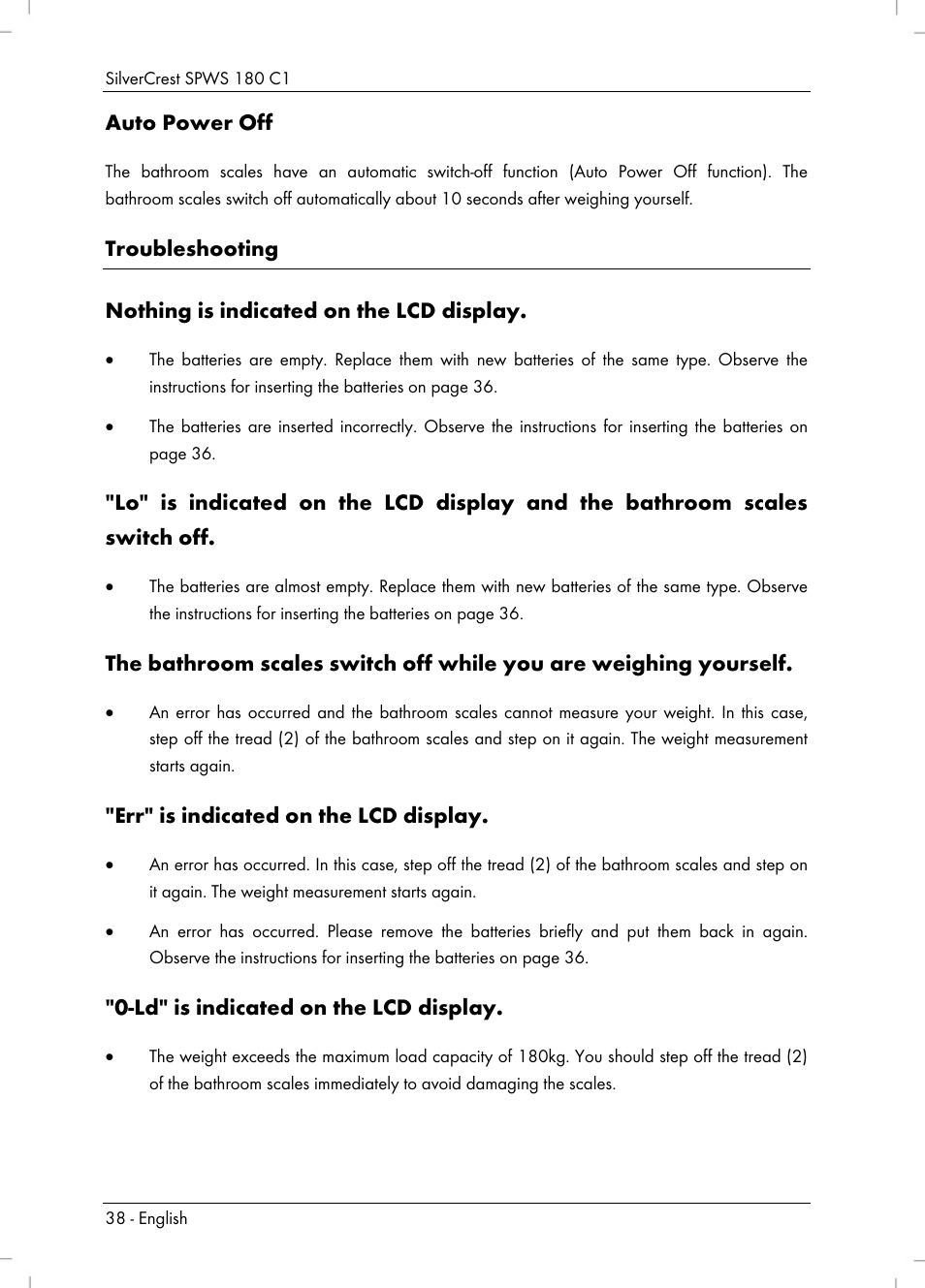 Silvercrest SPWS 180 C1 User Manual | Page 40 / 44