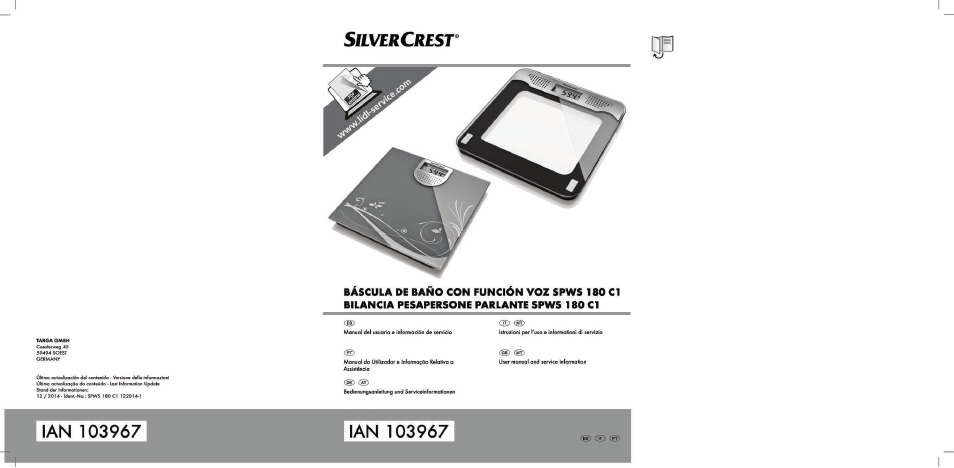 Silvercrest SPWS 180 C1 User Manual | 54 pages