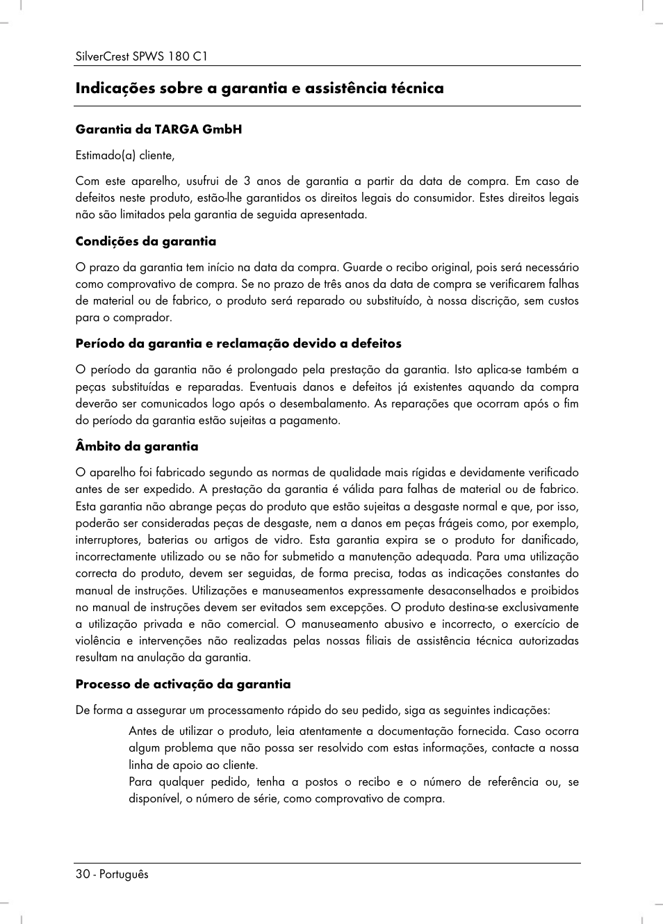 Indicações sobre a garantia e assistência técnica | Silvercrest SPWS 180 C1 User Manual | Page 32 / 54