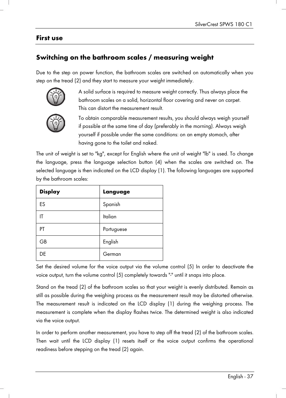 Silvercrest SPWS 180 C1 User Manual | Page 39 / 54
