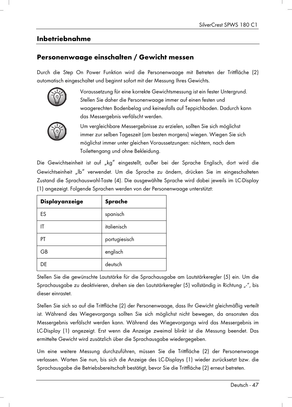 Silvercrest SPWS 180 C1 User Manual | Page 49 / 54