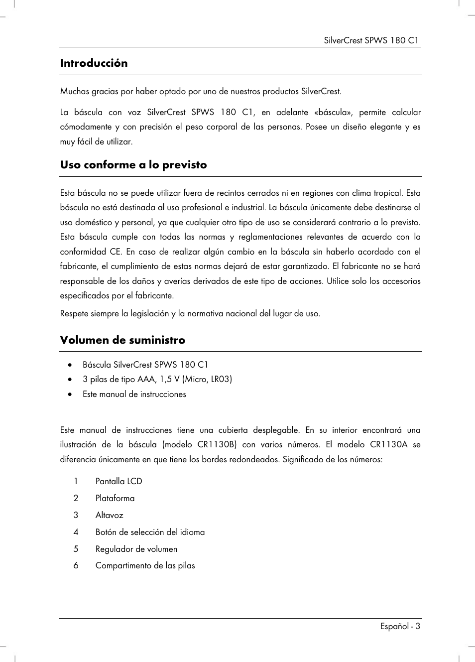 Introducción, Uso conforme a lo previsto, Volumen de suministro | Silvercrest SPWS 180 C1 User Manual | Page 5 / 54