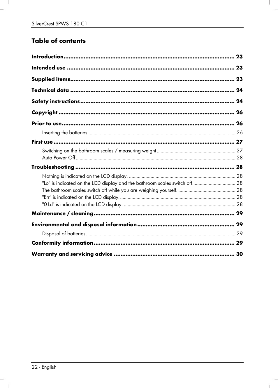 Silvercrest SPWS 180 C1 User Manual | Page 24 / 34