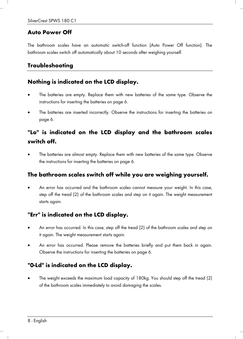 Silvercrest SPWS 180 C1 User Manual | Page 10 / 74