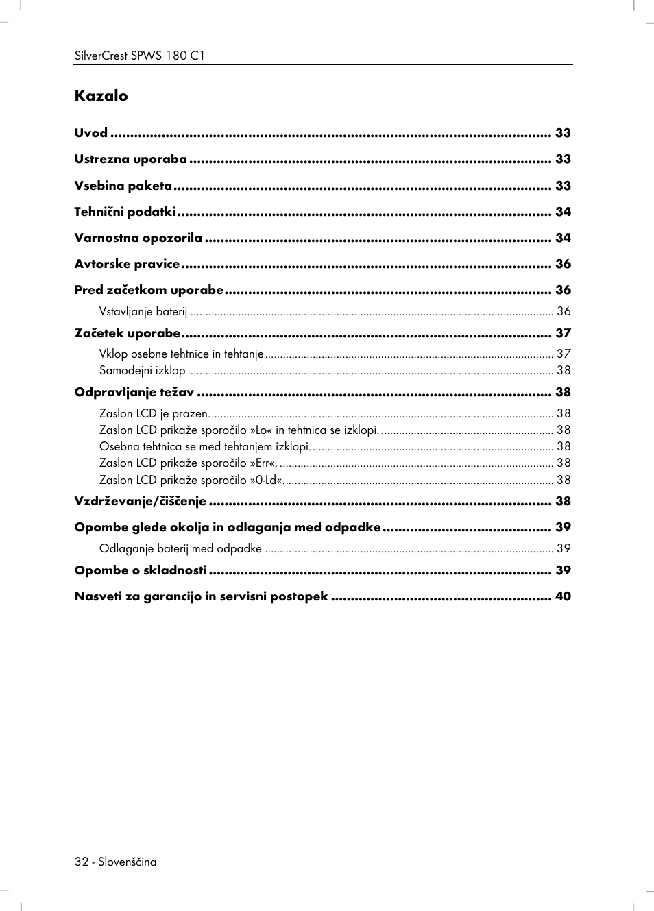 Silvercrest SPWS 180 C1 User Manual | Page 34 / 74