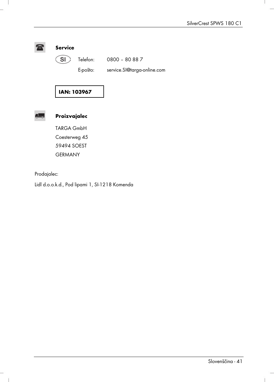 Silvercrest SPWS 180 C1 User Manual | Page 43 / 74