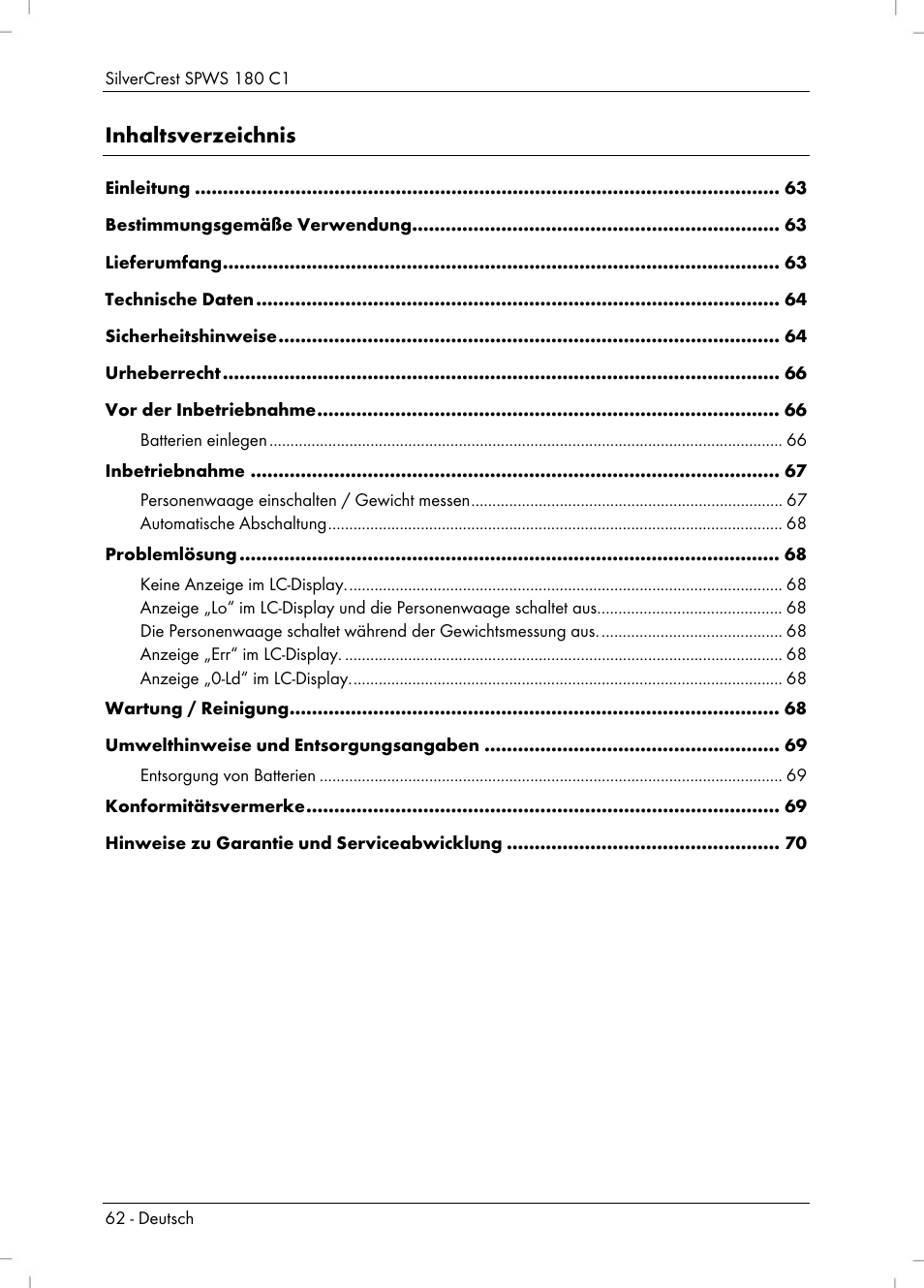 Silvercrest SPWS 180 C1 User Manual | Page 64 / 74