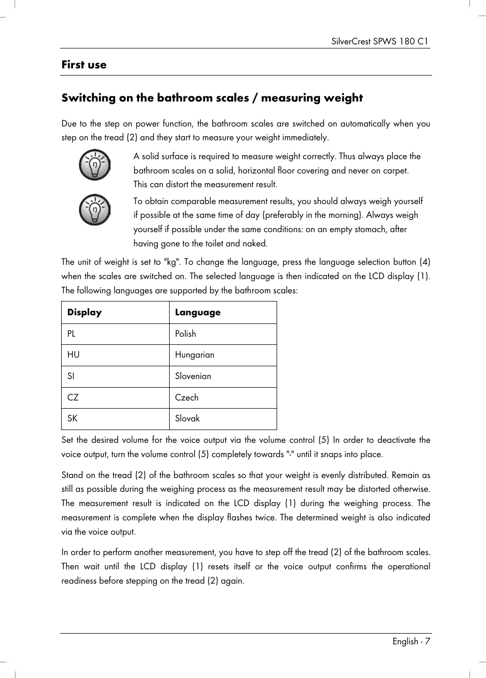 Silvercrest SPWS 180 C1 User Manual | Page 9 / 74