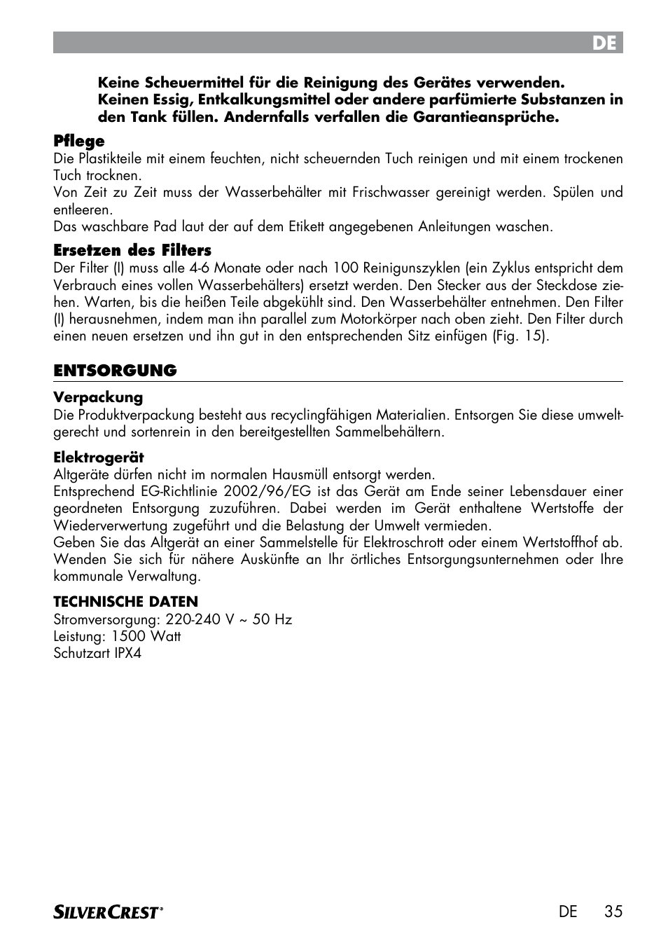 Silvercrest SDM 1500 A1 User Manual | Page 37 / 52