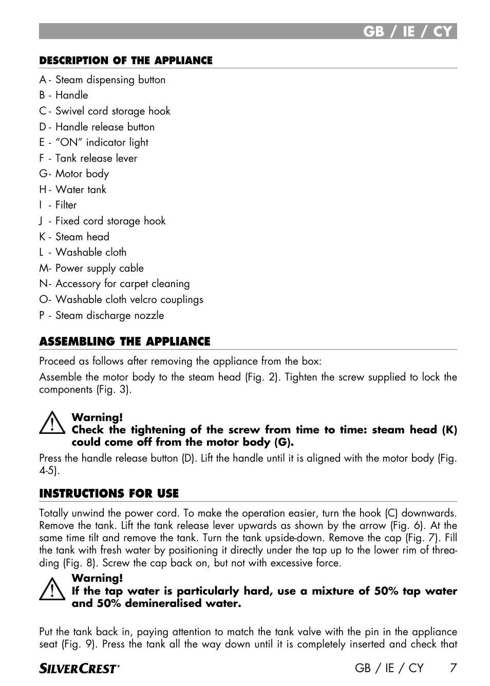 Gb / ie / cy | Silvercrest SDM 1500 A1 User Manual | Page 9 / 52