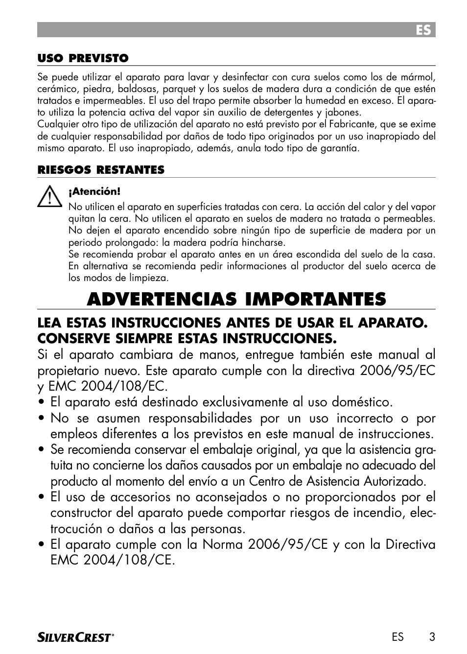 Advertencias importantes | Silvercrest SDM 1500 A1 User Manual | Page 5 / 64