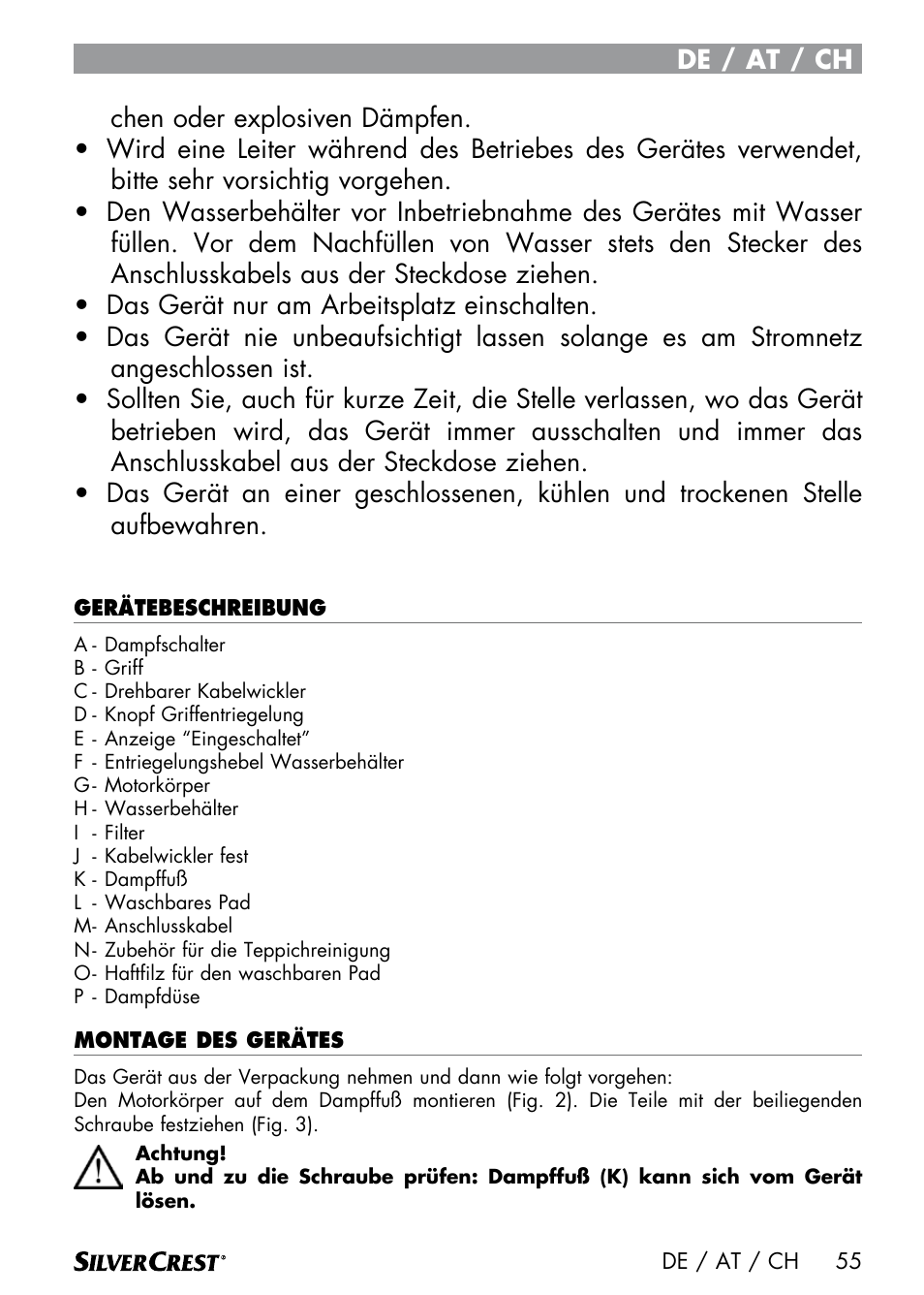 De / at / ch | Silvercrest SDM 1500 A1 User Manual | Page 57 / 64