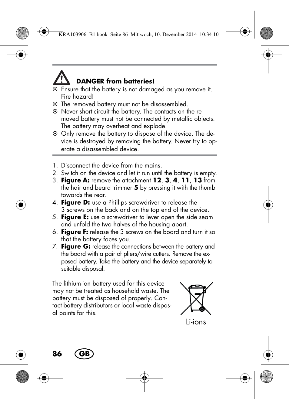 Li-ions | Silvercrest SHBS 3.7 A1 User Manual | Page 88 / 96