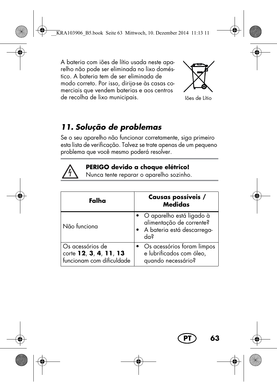 Solução de problemas | Silvercrest SHBS 3.7 A1 User Manual | Page 65 / 116