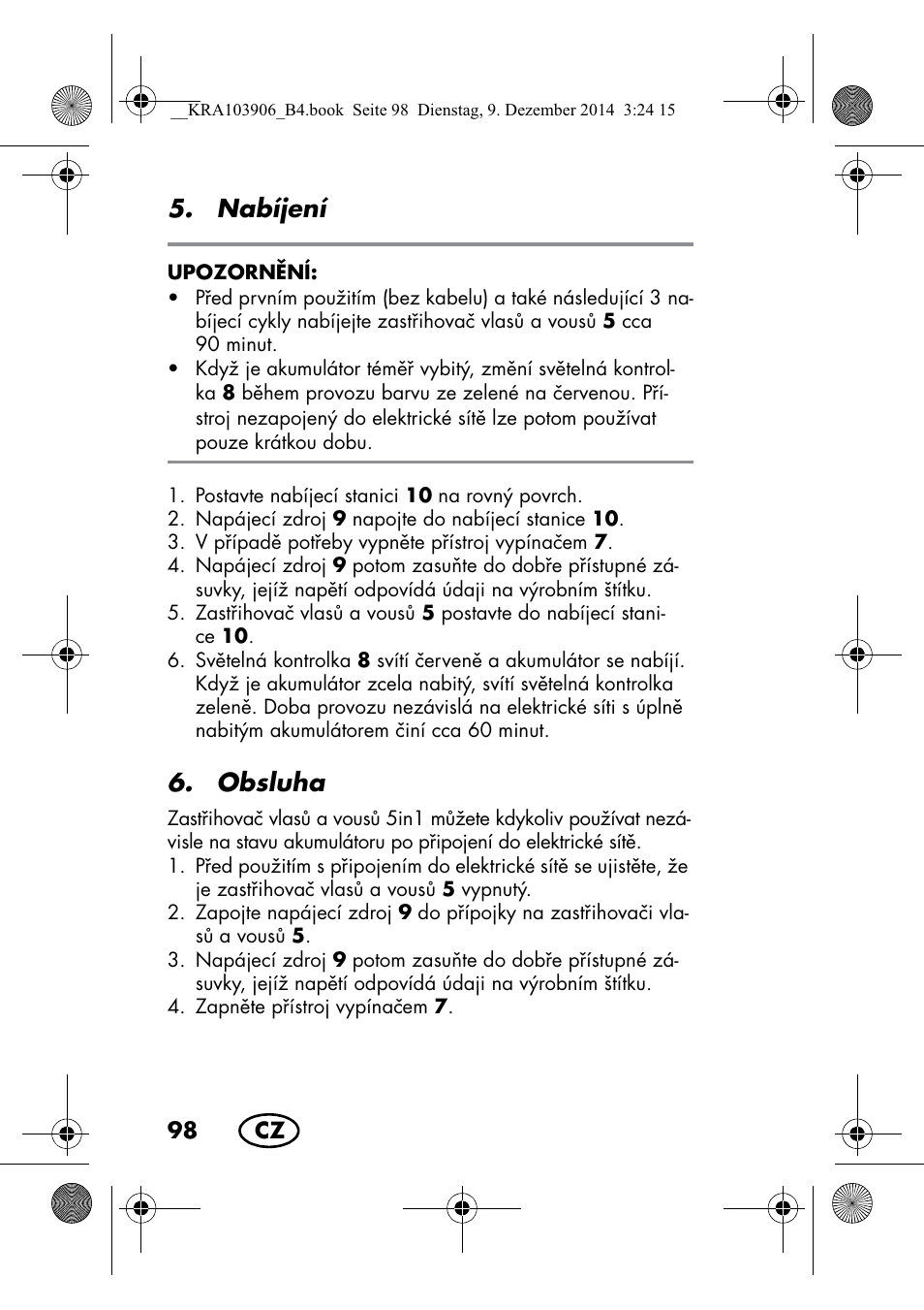 Nabíjení, Obsluha | Silvercrest SHBS 3.7 A1 User Manual | Page 100 / 156