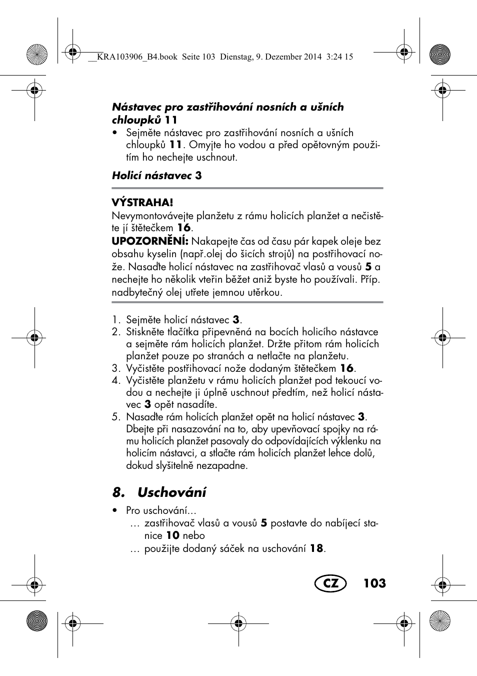 Uschování | Silvercrest SHBS 3.7 A1 User Manual | Page 105 / 156