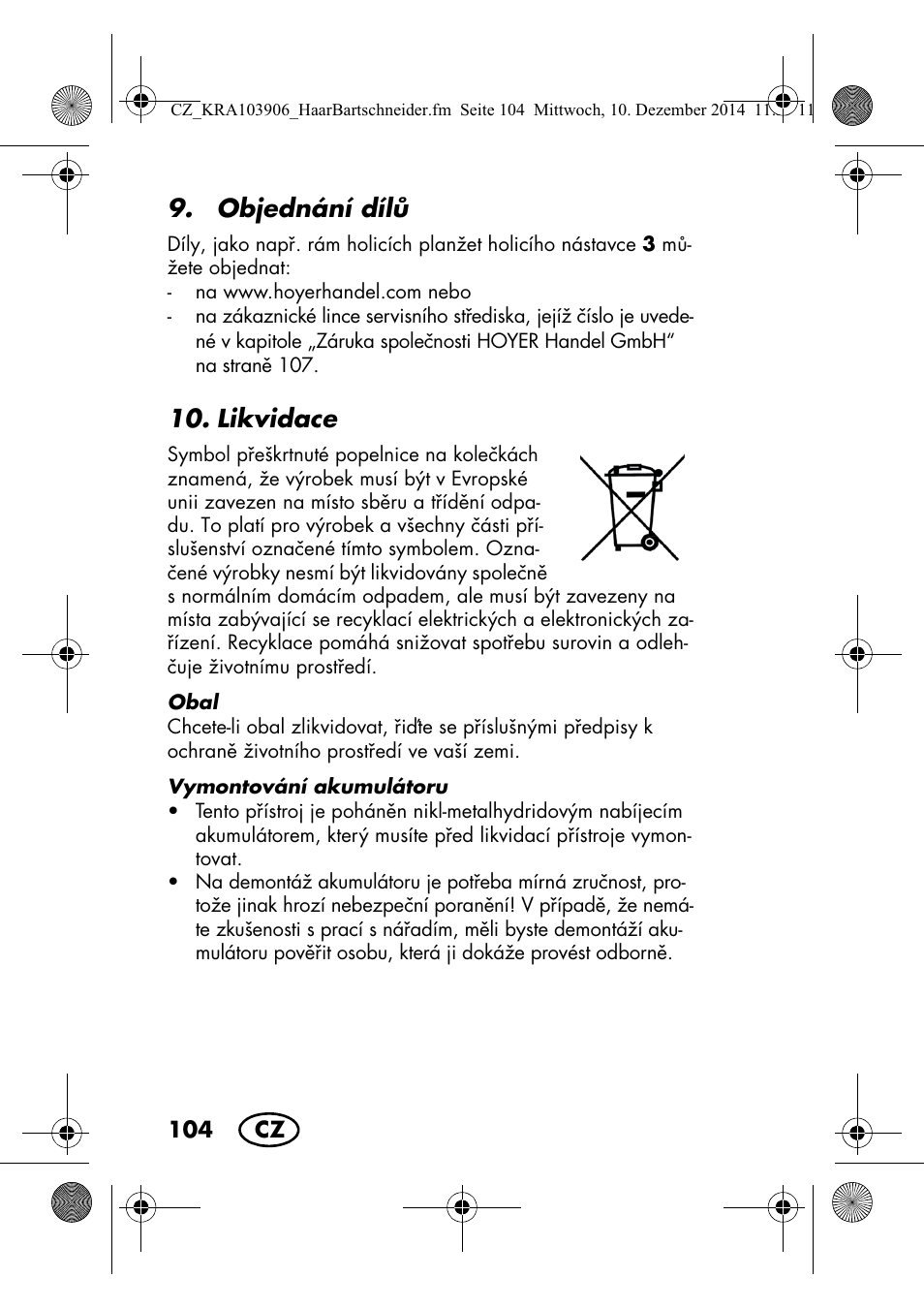Objednání díl, Likvidace | Silvercrest SHBS 3.7 A1 User Manual | Page 106 / 156