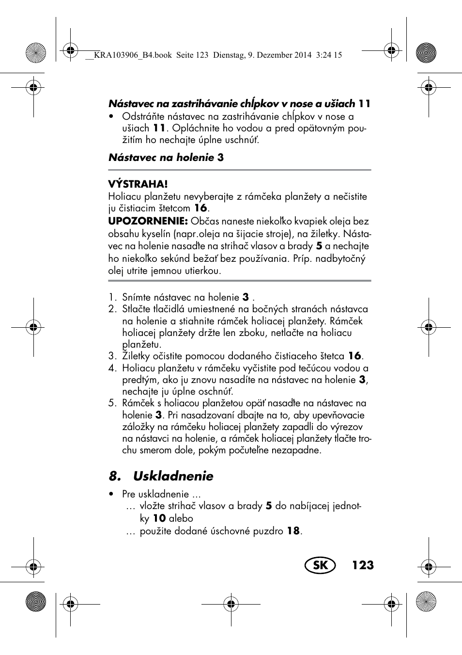 Uskladnenie | Silvercrest SHBS 3.7 A1 User Manual | Page 125 / 156