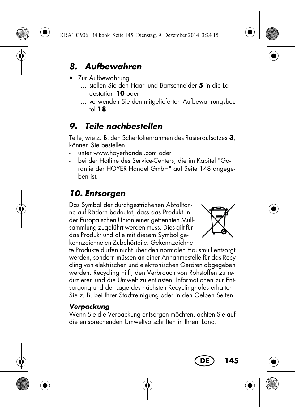 Aufbewahren, Teile nachbestellen, Entsorgen | Silvercrest SHBS 3.7 A1 User Manual | Page 147 / 156