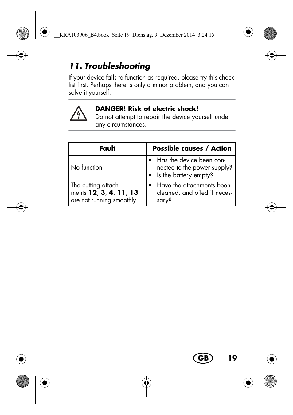 Troubleshooting | Silvercrest SHBS 3.7 A1 User Manual | Page 21 / 156