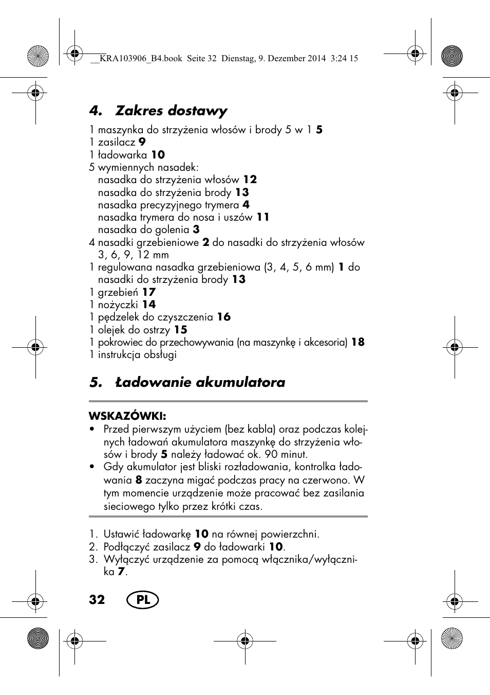 Zakres dostawy, adowanie akumulatora | Silvercrest SHBS 3.7 A1 User Manual | Page 34 / 156