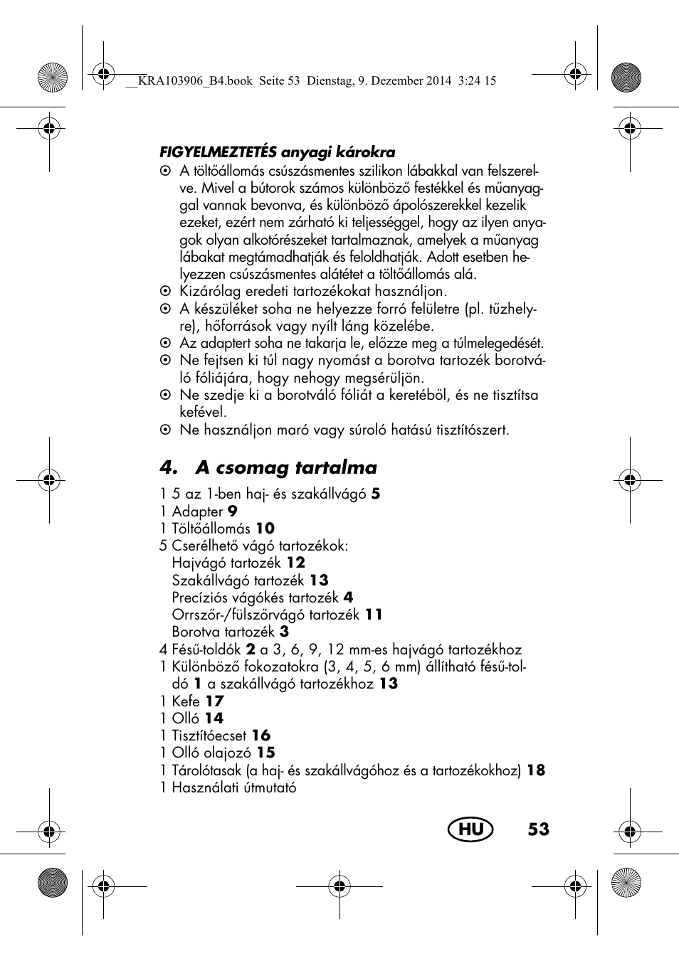 A csomag tartalma | Silvercrest SHBS 3.7 A1 User Manual | Page 55 / 156