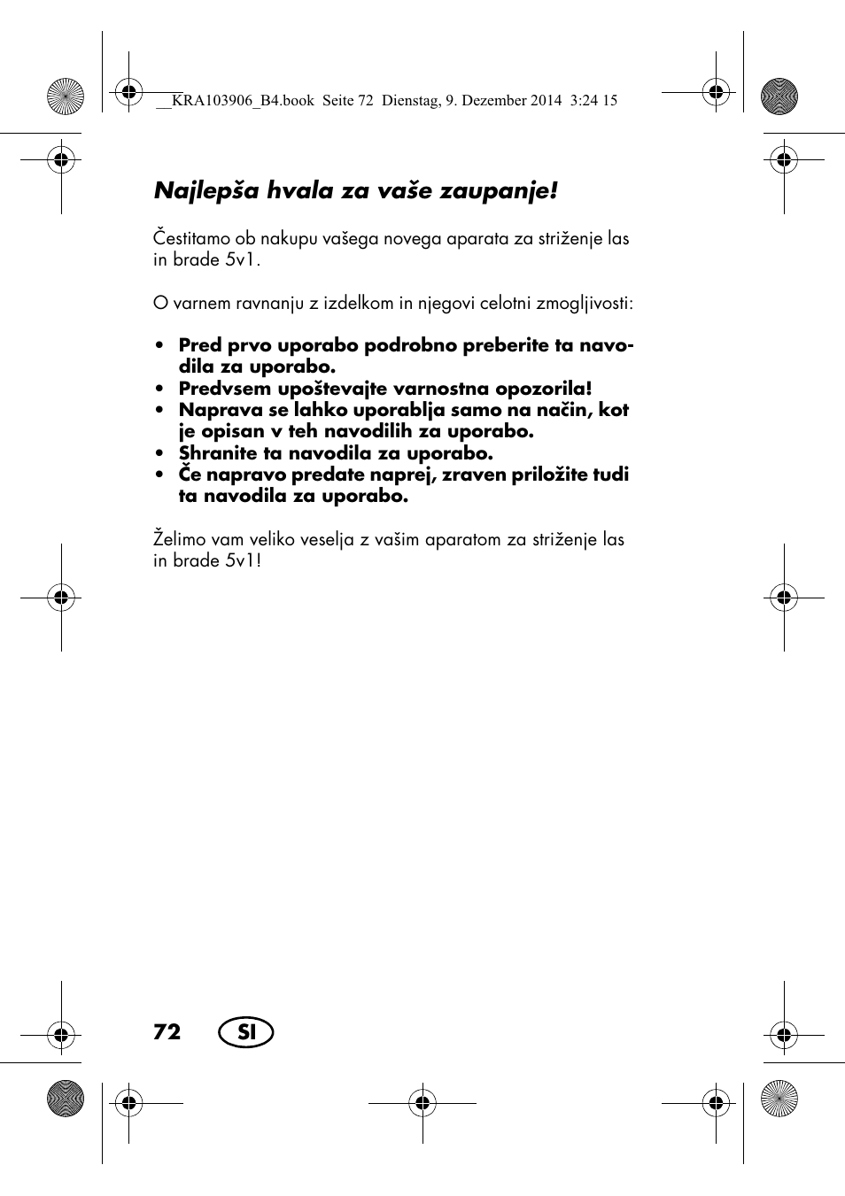 Najlepša hvala za vaše zaupanje | Silvercrest SHBS 3.7 A1 User Manual | Page 74 / 156