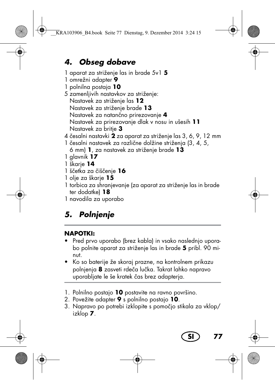 Obseg dobave, Polnjenje | Silvercrest SHBS 3.7 A1 User Manual | Page 79 / 156