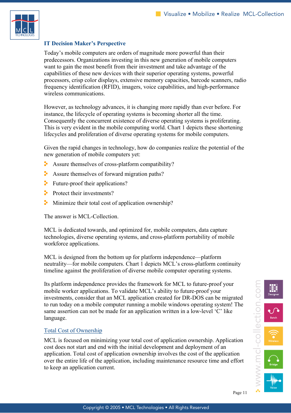 It decision maker’s perspective, Total cost of ownership | MCL Collection User Manual | Page 11 / 17