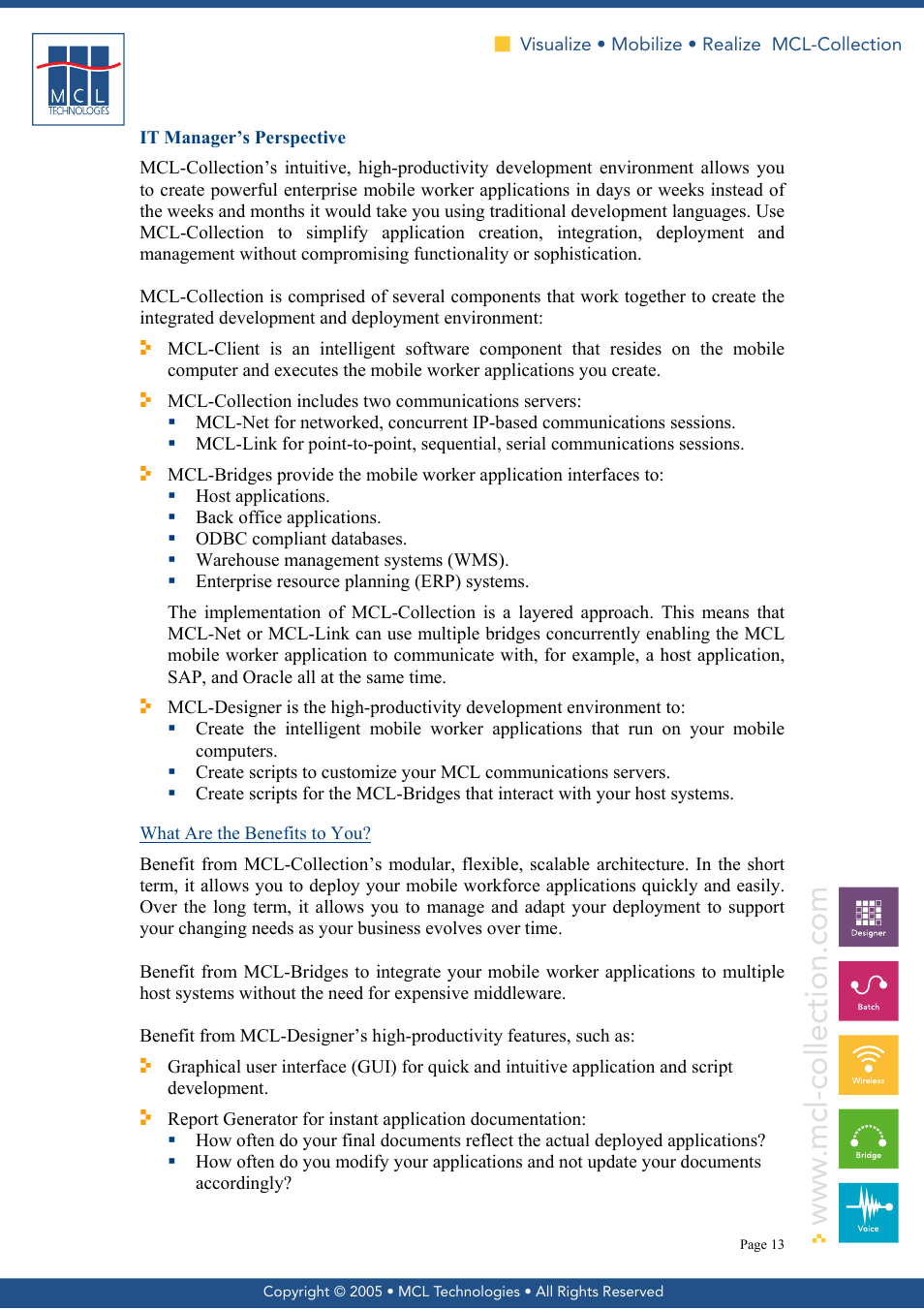 It manager’s perspective, What are the benefits to you | MCL Collection User Manual | Page 13 / 17