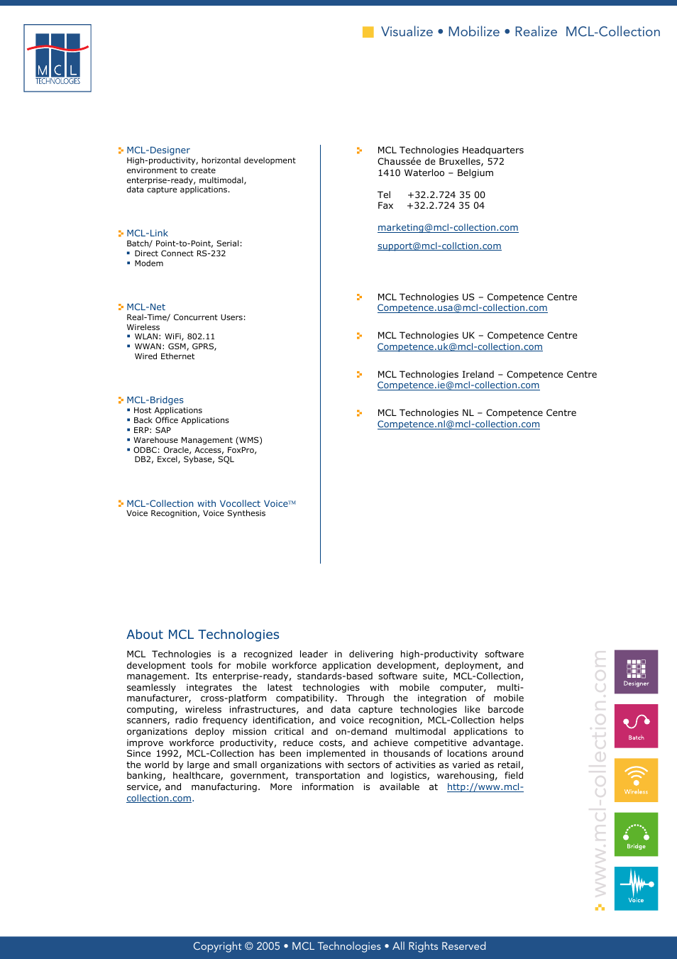 About mcl technologies, Visualize • mobilize • realize mcl-collection | MCL Collection User Manual | Page 17 / 17