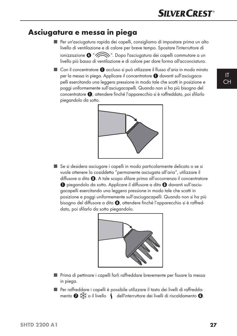 Asciugatura e messa in piega | Silvercrest SHTD 2200 A1 User Manual | Page 30 / 44