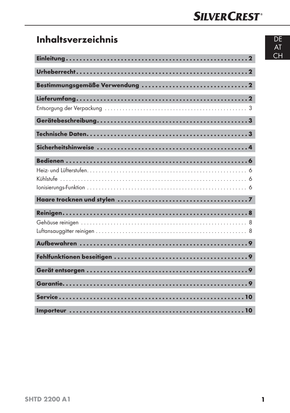 Silvercrest SHTD 2200 A1 User Manual | Page 4 / 44