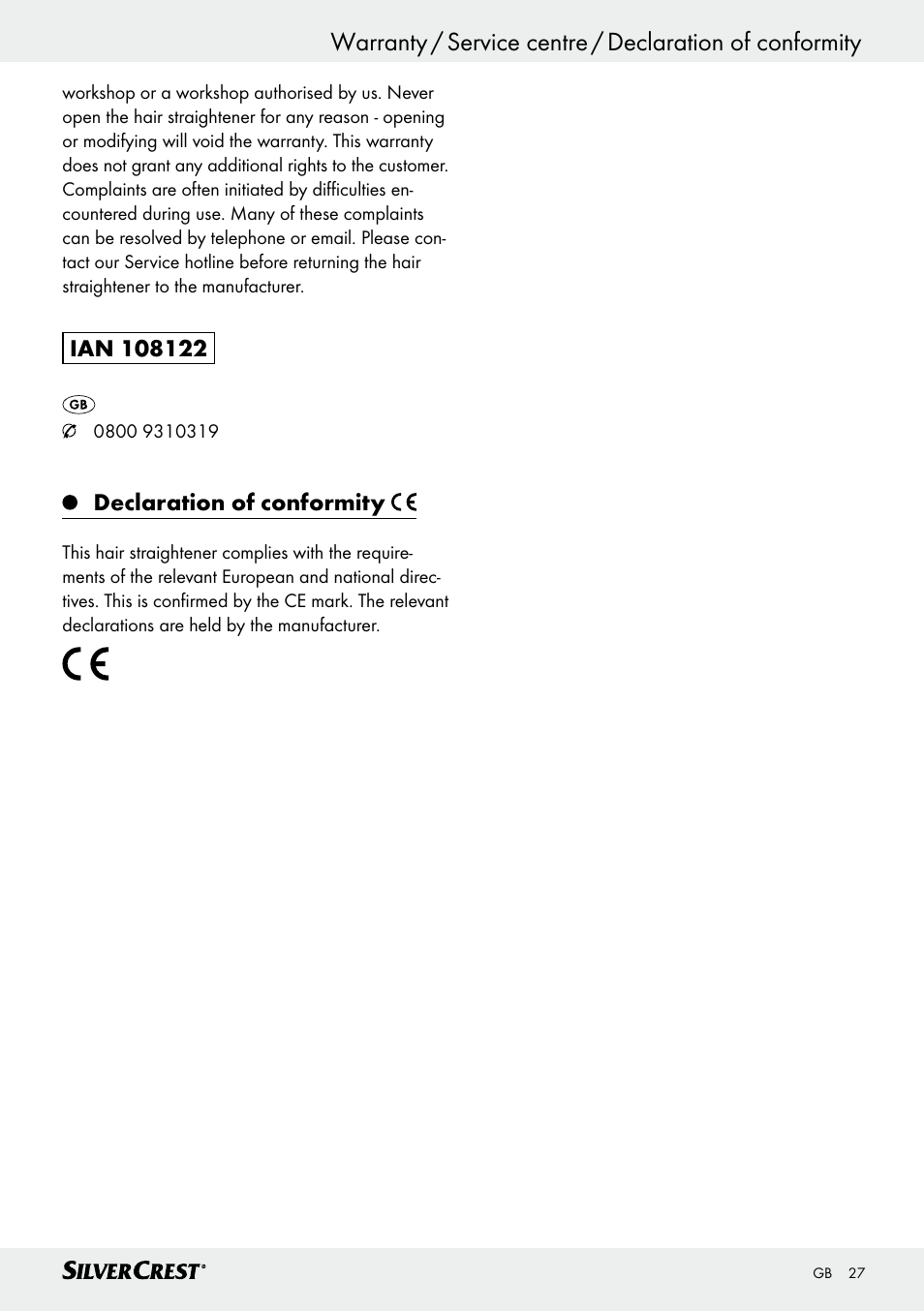 Silvercrest SHG 35 A1 User Manual | Page 27 / 29