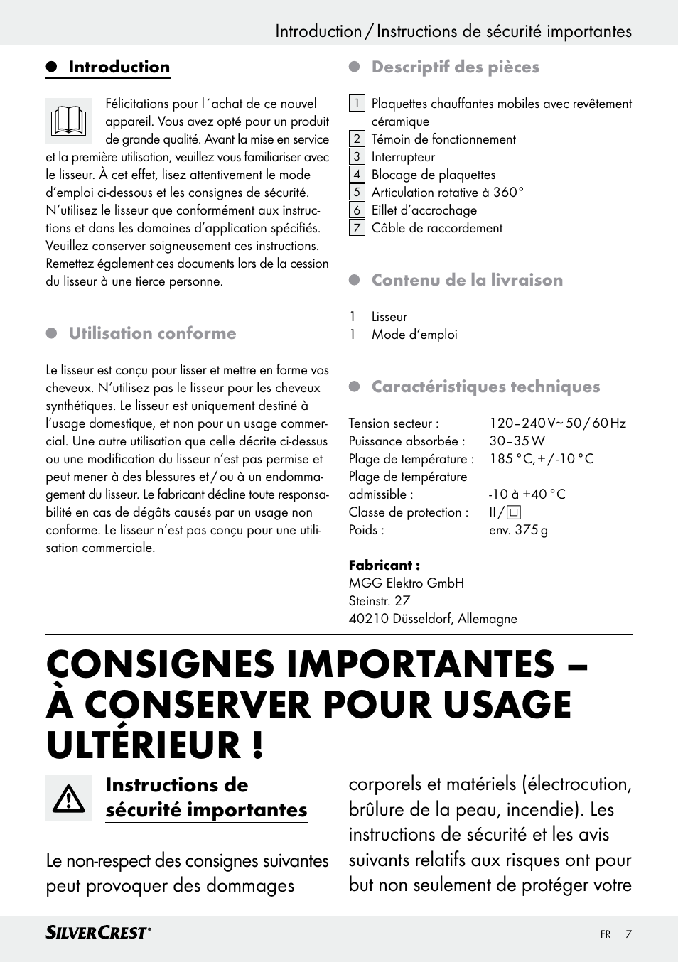 Silvercrest SHG 35 A1 User Manual | Page 7 / 29