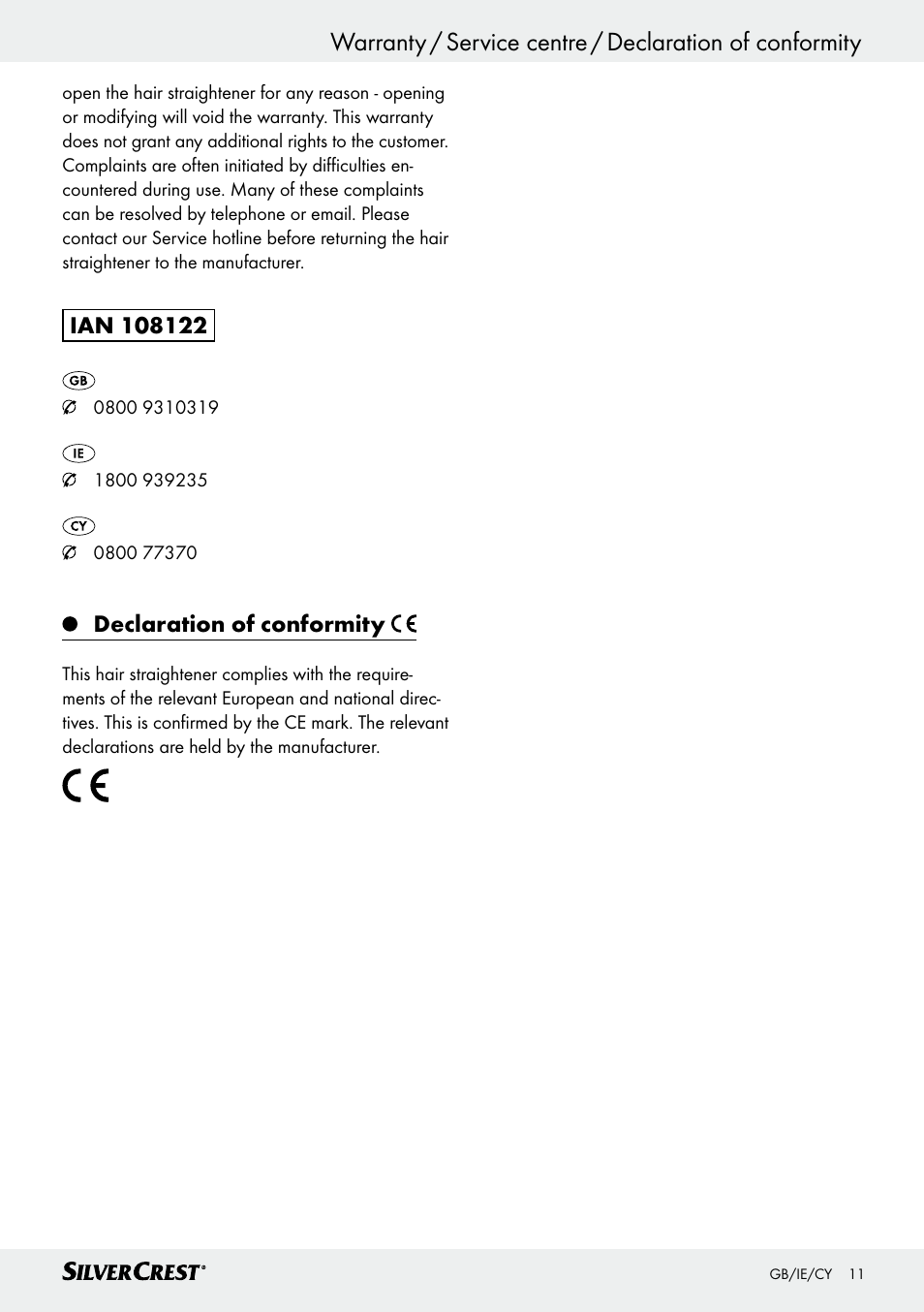 Declaration of conformity | Silvercrest SHG 35 A1 User Manual | Page 11 / 21