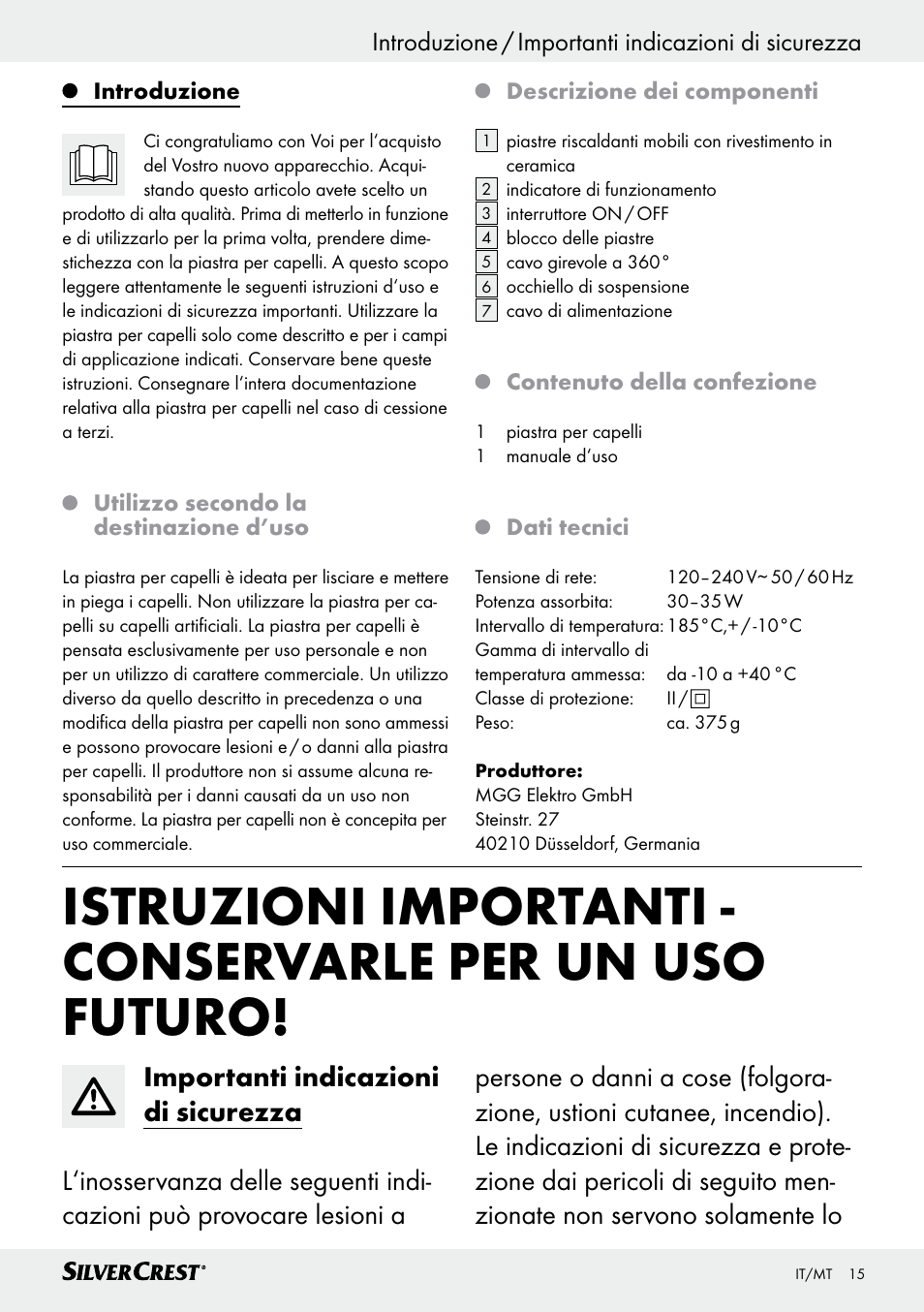 Silvercrest SHG 35 A1 User Manual | Page 15 / 45